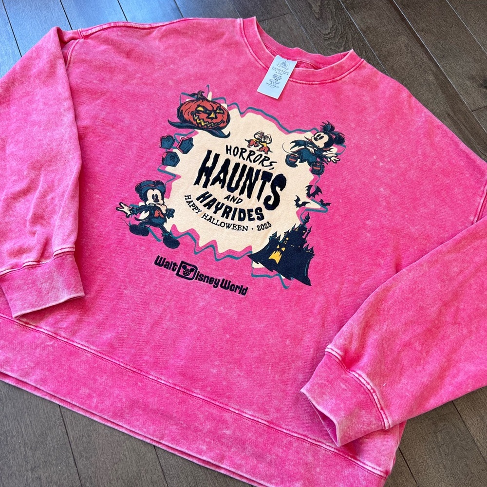 Disney Red Crewneck Sweatshirt with Halloween Graphic 2023